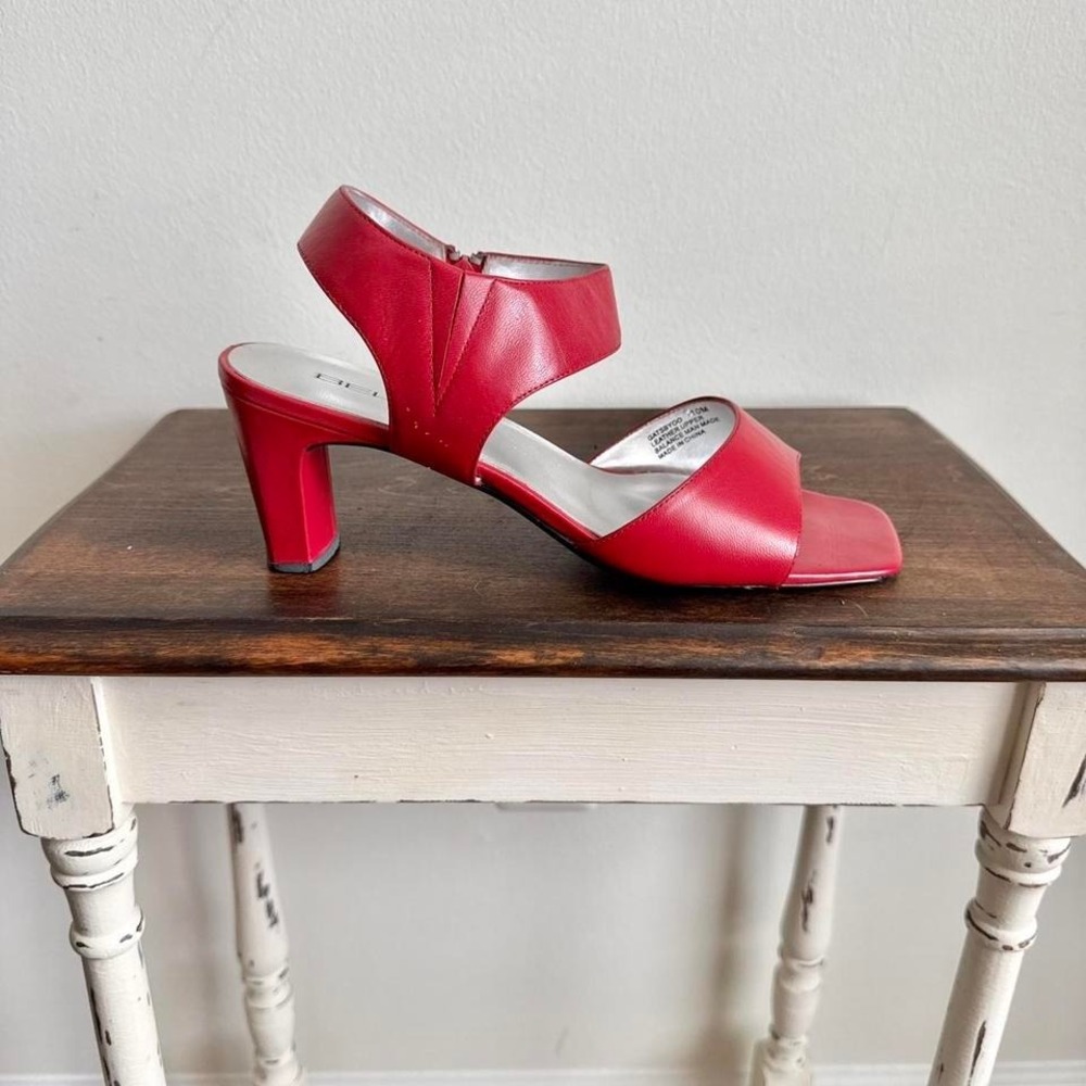 90s red leather heel size 10 genuine leather cherry